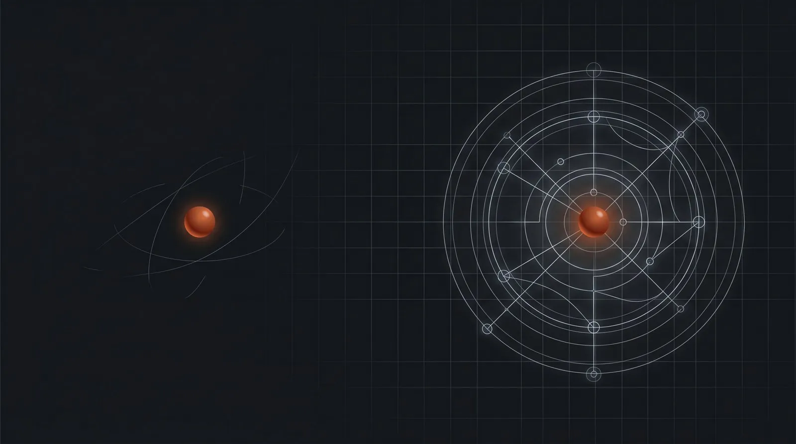 Una sfera isolata a sinistra e la stessa sfera integrata in un sistema di nodi a destra